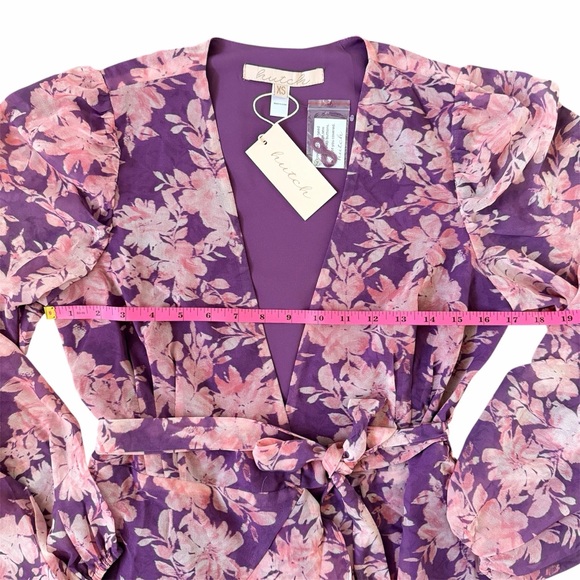 Hutch Floral Wrap Midi Dress XS Purple High Low Sadey Wedding Guest NWT - Picture 12 of 16